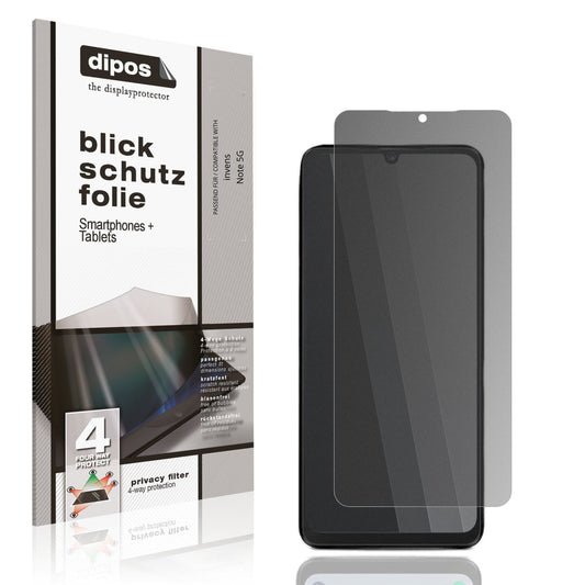 Blickschutzfolie von dipos passend für invens Note 5G, präziser Zuschnitt und blasenfrei montiert