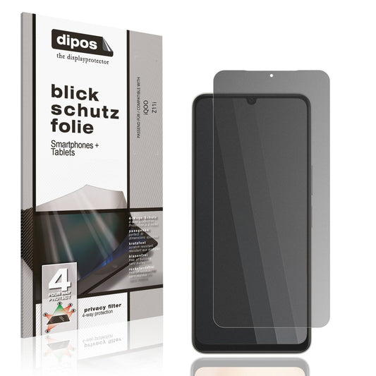 Blickschutzfolie von dipos passend für iQOO Z11i, präziser Zuschnitt und blasenfrei montiert