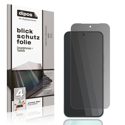 Blickschutzfolie von dipos passend für iQOO Z11S, präziser Zuschnitt und blasenfrei montiert