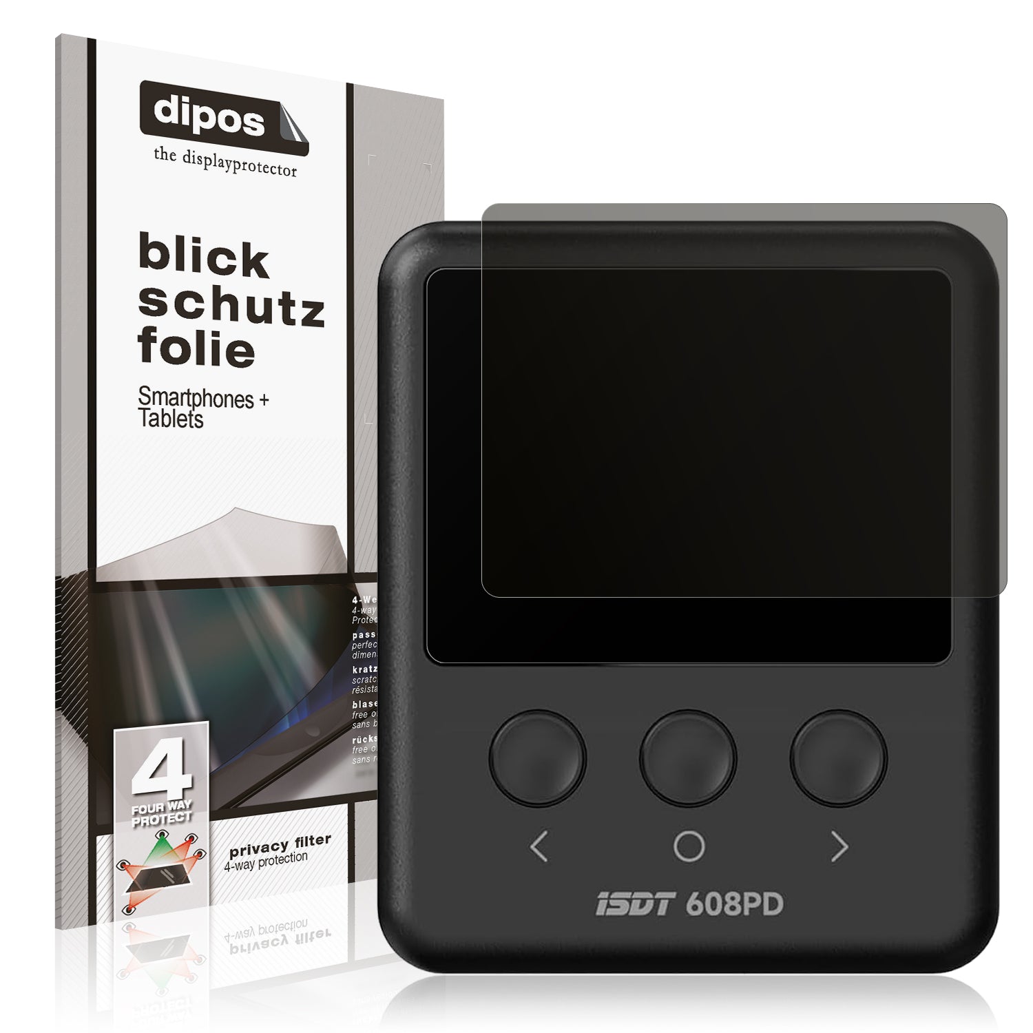 Blickschutzfolie von dipos passend für ISDT 608PD, präziser Zuschnitt und blasenfrei montiert