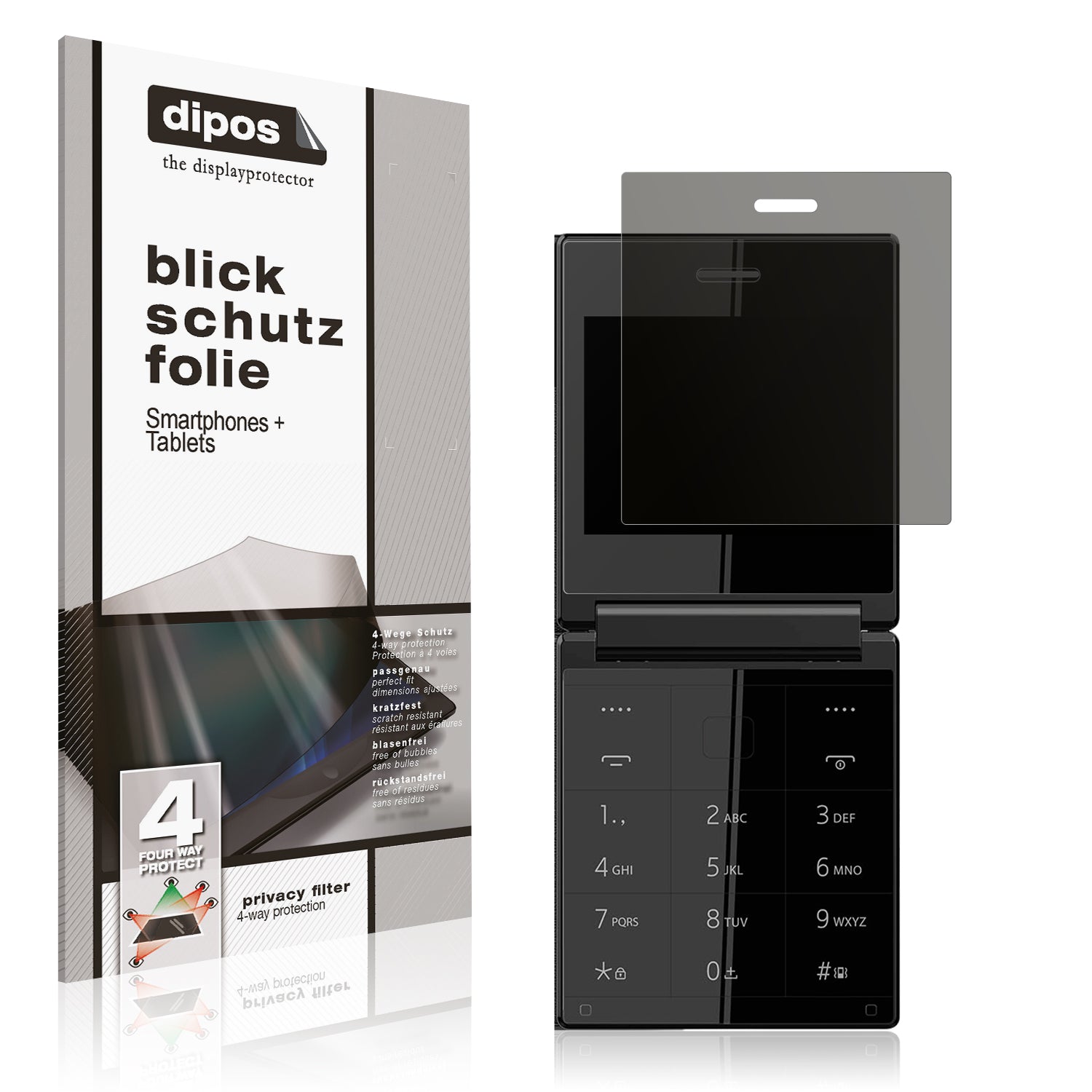 Blickschutzfolie von dipos passend für Itel Flip One, präziser Zuschnitt und blasenfrei montiert