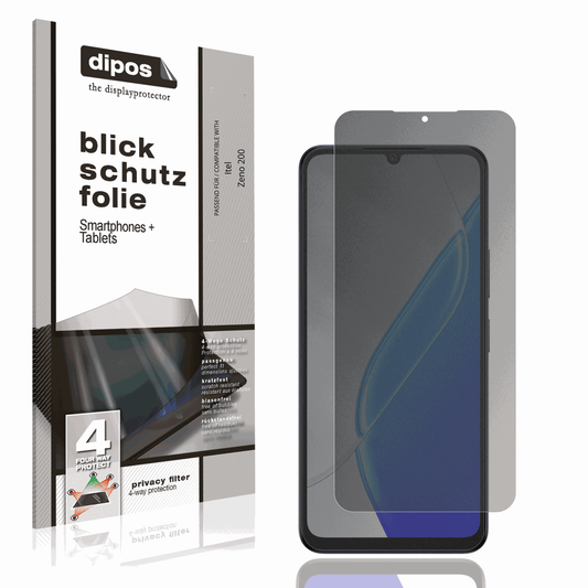 Blickschutzfolie von dipos passend für Itel Zeno 200, präziser Zuschnitt und blasenfrei montiert