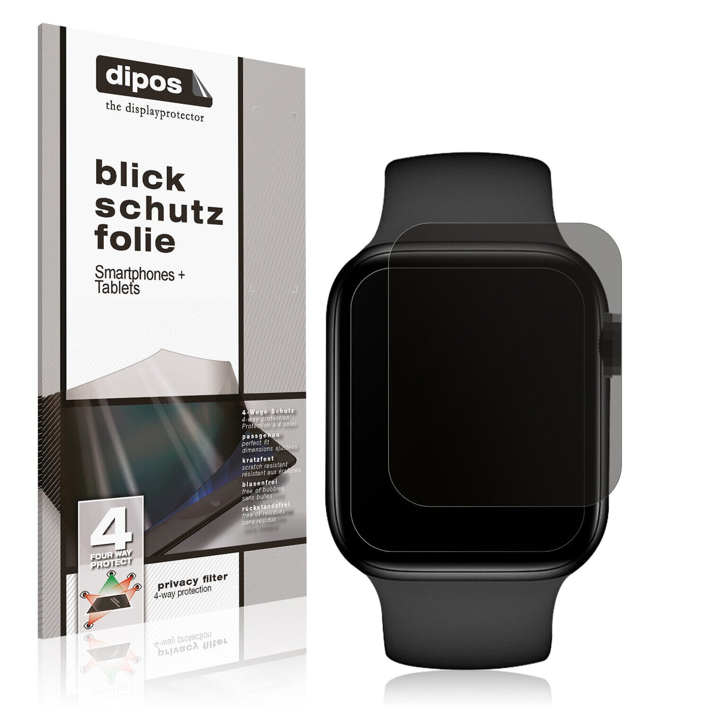Blickschutzfolie von dipos passend für Iwo X8, präziser Zuschnitt und blasenfrei montiert