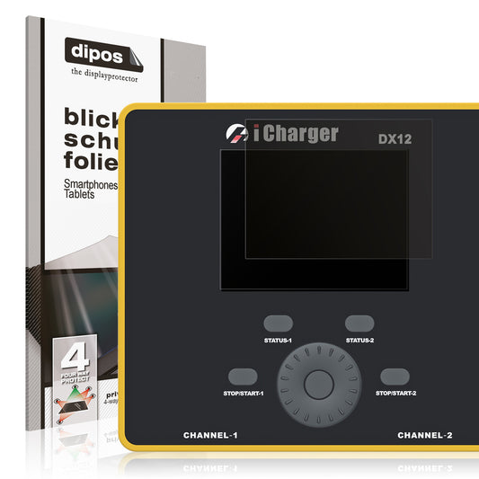 Blickschutzfolie von dipos passend für Junsi iCharger DX12, präziser Zuschnitt und blasenfrei montiert