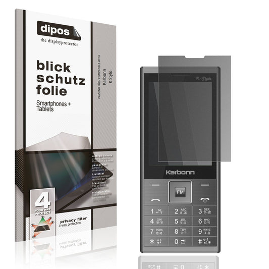 Blickschutzfolie von dipos passend für Karbonn K Stylo, präziser Zuschnitt und blasenfrei montiert