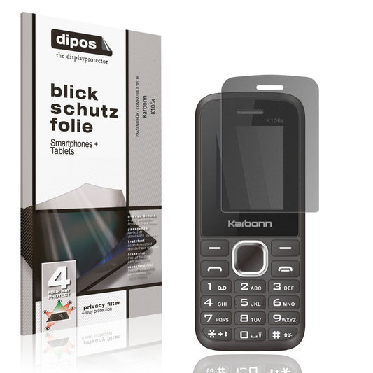 Blickschutzfolie von dipos passend für Karbonn K106s, präziser Zuschnitt und blasenfrei montiert