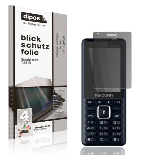 Blickschutzfolie von dipos passend für Karbonn K111 Superstar, präziser Zuschnitt und blasenfrei montiert