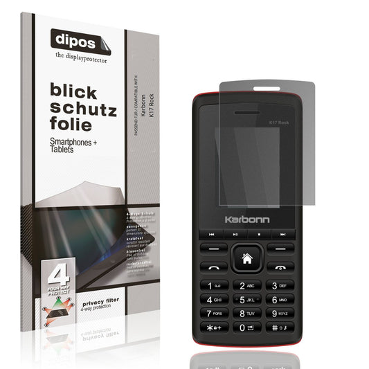 Blickschutzfolie von dipos passend für Karbonn K17 Rock, präziser Zuschnitt und blasenfrei montiert
