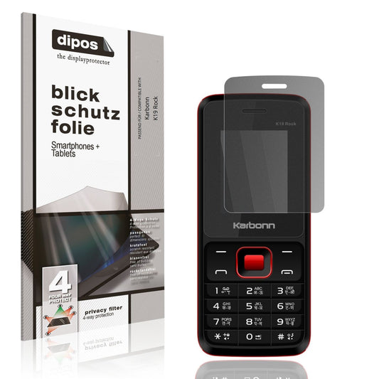 Blickschutzfolie von dipos passend für Karbonn K19 Rock, präziser Zuschnitt und blasenfrei montiert