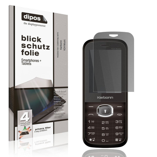 Blickschutzfolie von dipos passend für Karbonn K24 Music, präziser Zuschnitt und blasenfrei montiert