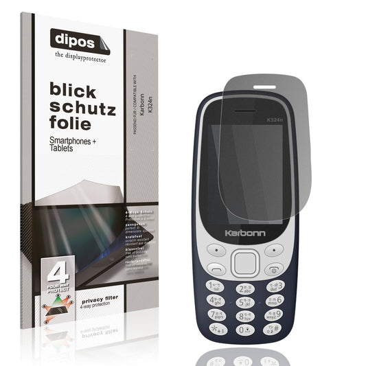 Blickschutzfolie von dipos passend für Karbonn K324n, präziser Zuschnitt und blasenfrei montiert