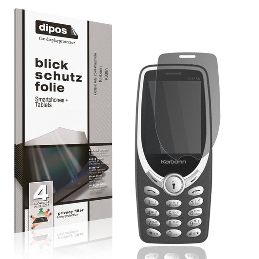 Blickschutzfolie von dipos passend für Karbonn K338n, präziser Zuschnitt und blasenfrei montiert