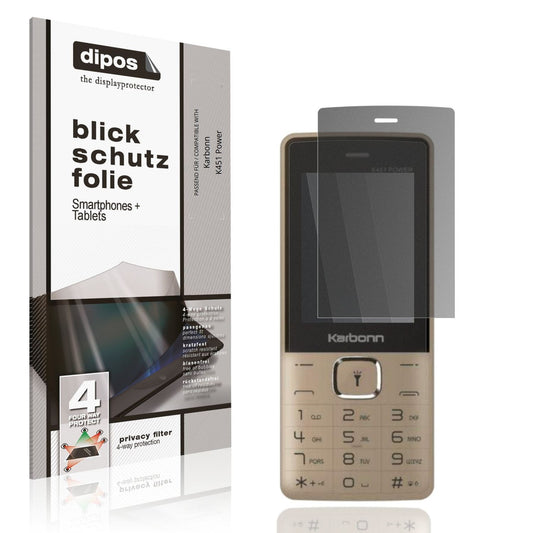 Blickschutzfolie von dipos passend für Karbonn K451 Power, präziser Zuschnitt und blasenfrei montiert