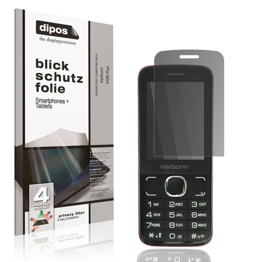 Blickschutzfolie von dipos passend für Karbonn K490 Plus, präziser Zuschnitt und blasenfrei montiert