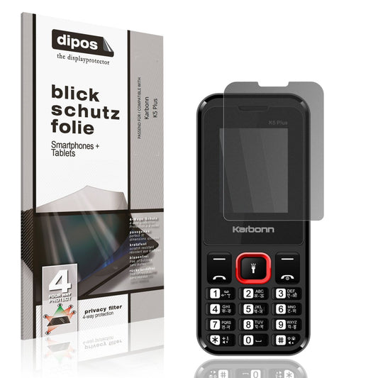 Blickschutzfolie von dipos passend für Karbonn K5 Plus, präziser Zuschnitt und blasenfrei montiert