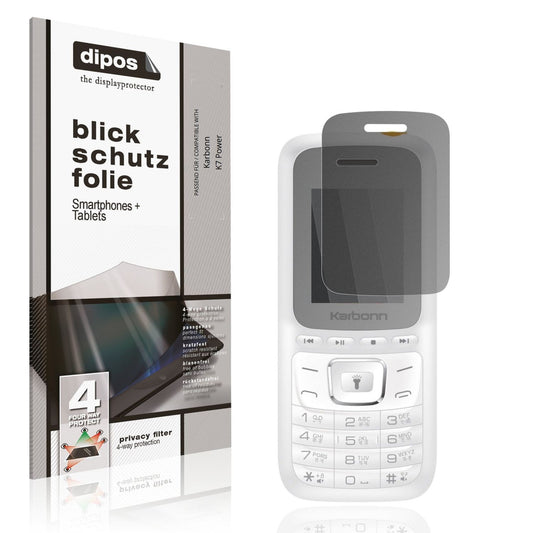 Blickschutzfolie von dipos passend für Karbonn K7 Power, präziser Zuschnitt und blasenfrei montiert
