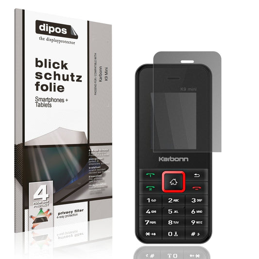 Blickschutzfolie von dipos passend für Karbonn K9 Mini, präziser Zuschnitt und blasenfrei montiert