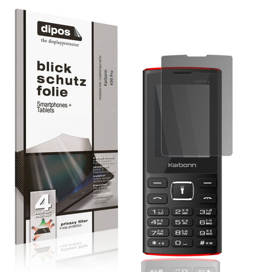Blickschutzfolie von dipos passend für Karbonn K99 Pro, präziser Zuschnitt und blasenfrei montiert