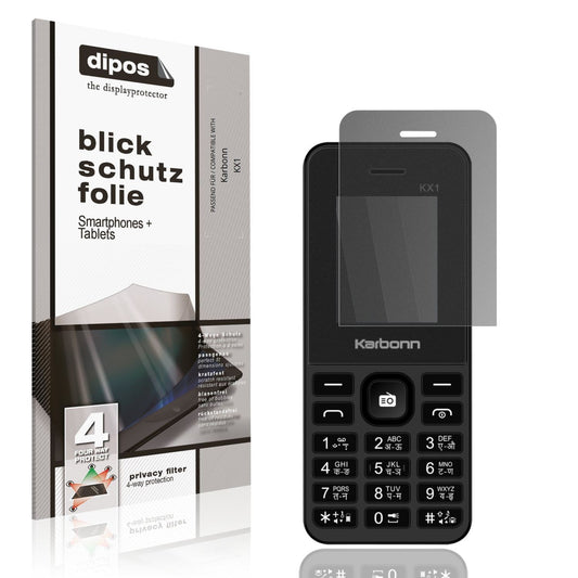 Blickschutzfolie von dipos passend für Karbonn KX1, präziser Zuschnitt und blasenfrei montiert