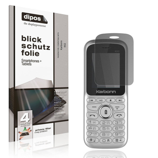 Blickschutzfolie von dipos passend für Karbonn KX2, präziser Zuschnitt und blasenfrei montiert