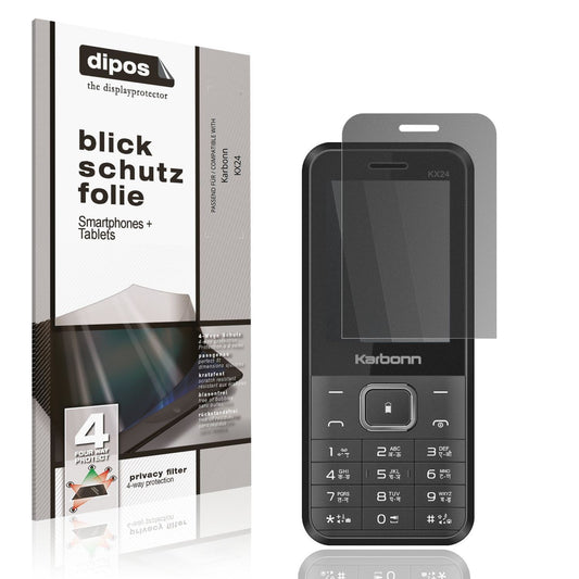 Blickschutzfolie von dipos passend für Karbonn KX24, präziser Zuschnitt und blasenfrei montiert