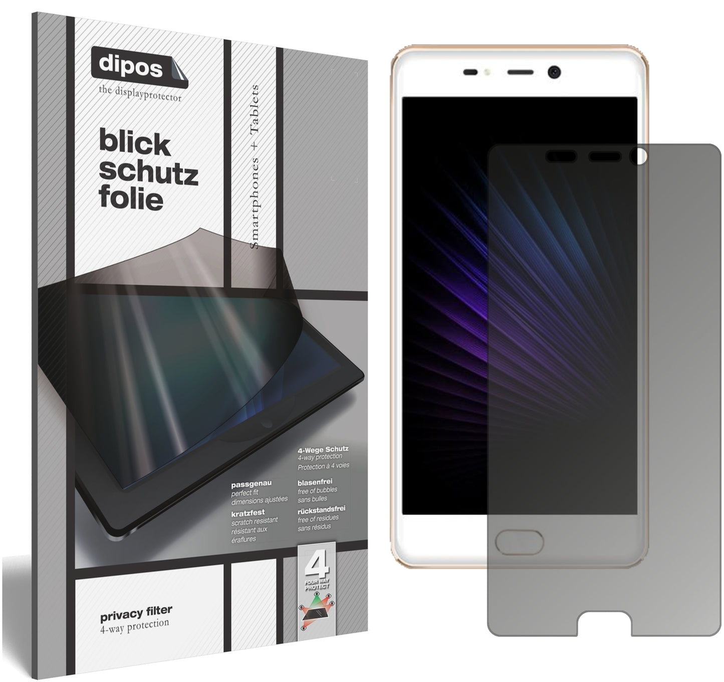 Blickschutzfolie von dipos passend für Leagoo T5, präziser Zuschnitt und blasenfrei montiert