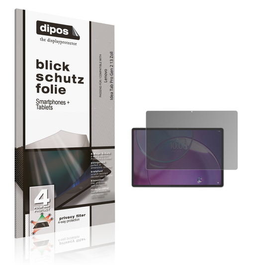 Blickschutzfolie von dipos passend für Lenovo Idea Tab Pro Gen 2 13 Zoll, präziser Zuschnitt und blasenfrei montiert