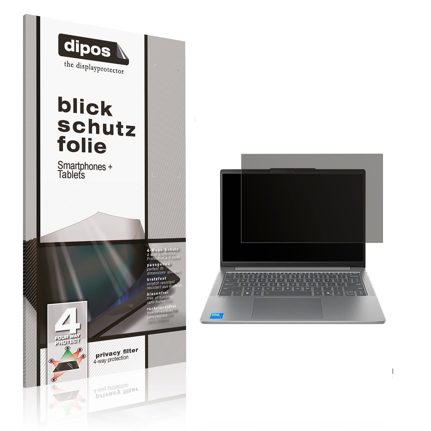 Blickschutzfolie von dipos passend für Lenovo IdeaPad Slim 5i 16 Zoll, präziser Zuschnitt und blasenfrei montiert