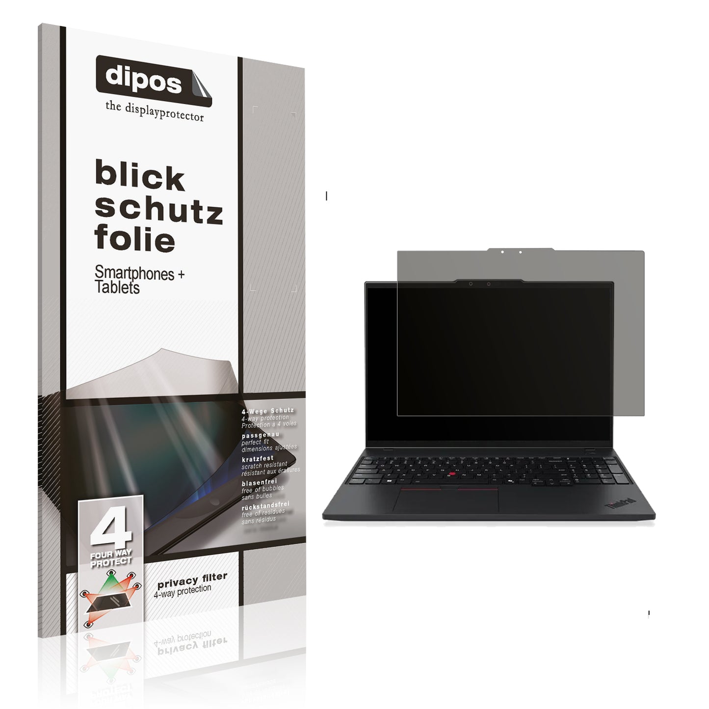Blickschutzfolie von dipos passend für Lenovo ThinkPad P16s Gen4, präziser Zuschnitt und blasenfrei montiert