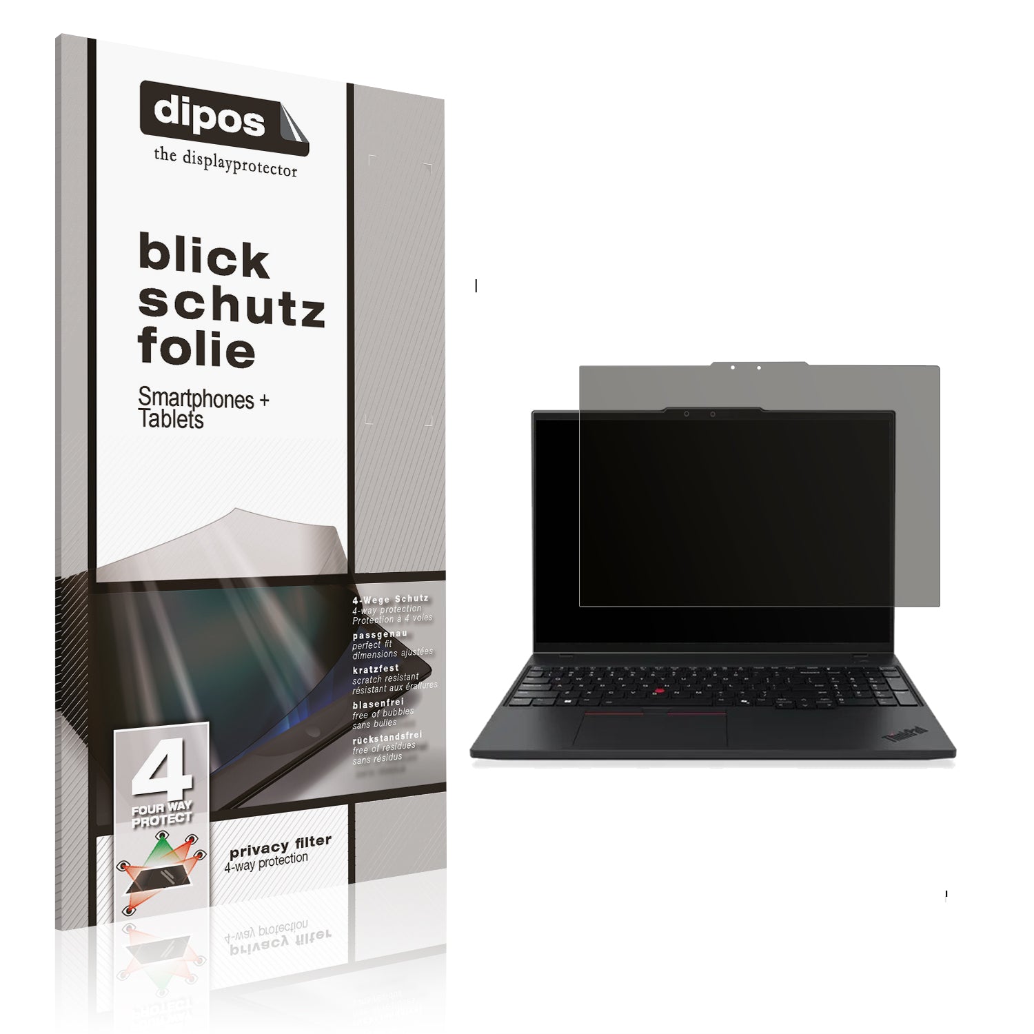 Blickschutzfolie von dipos passend für Lenovo ThinkPad P16s Gen4, präziser Zuschnitt und blasenfrei montiert