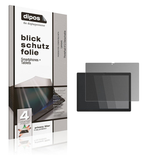 Blickschutzfolie von dipos passend für Lenovo ThinkPad X12 Detachable, präziser Zuschnitt und blasenfrei montiert