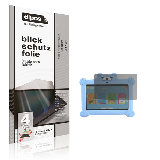 Blickschutzfolie von dipos passend für LETGOSPT C88 7 Zoll, präziser Zuschnitt und blasenfrei montiert