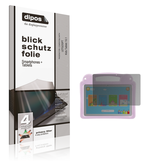 Blickschutzfolie von dipos passend für LETGOSPT Kids Tablet 10.1, präziser Zuschnitt und blasenfrei montiert