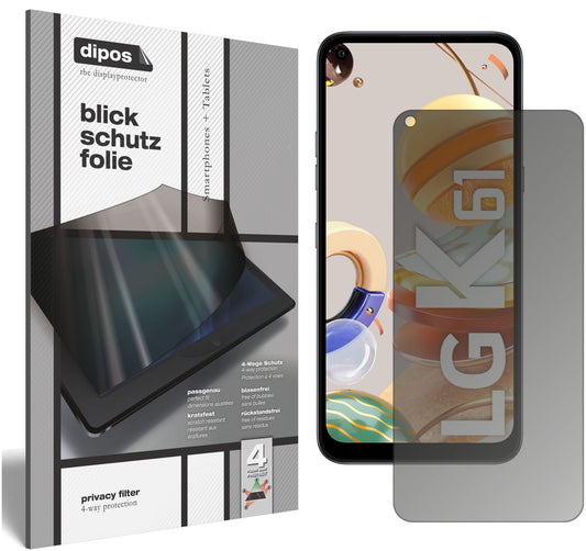 Blickschutzfolie von dipos passend für LG K61, präziser Zuschnitt und blasenfrei montiert