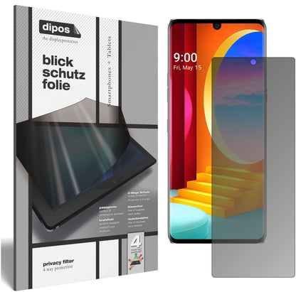 Blickschutzfolie von dipos passend für LG Velvet 4G, präziser Zuschnitt und blasenfrei montiert