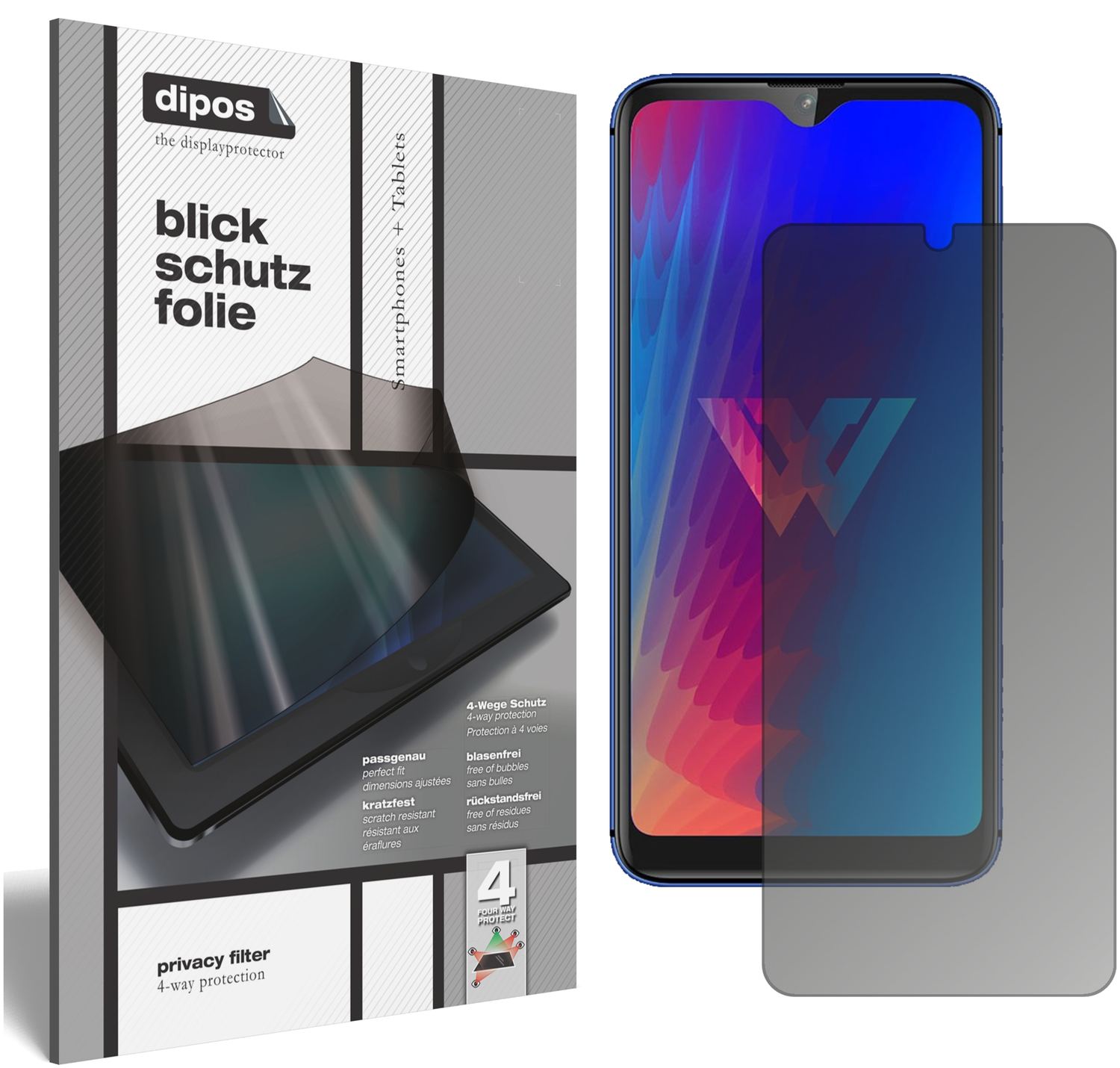 Blickschutzfolie von dipos passend für LG W30 Pro, präziser Zuschnitt und blasenfrei montiert