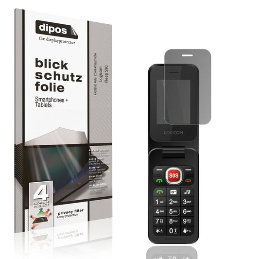 Blickschutzfolie von dipos passend für Logicom Fleep S90, präziser Zuschnitt und blasenfrei montiert