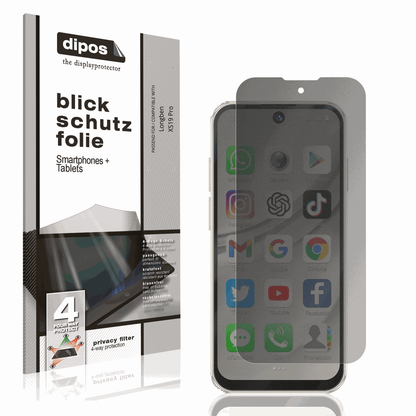 Blickschutzfolie von dipos passend für Longben XS19 Pro, präziser Zuschnitt und blasenfrei montiert