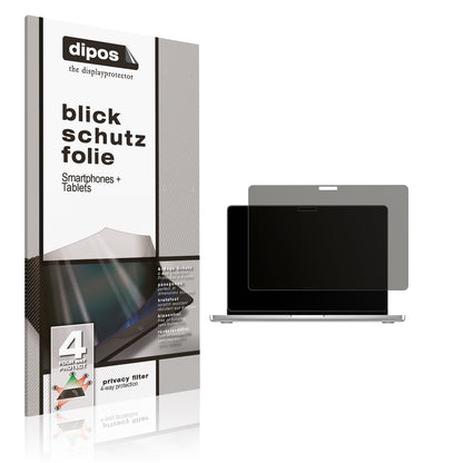 Blickschutzfolie von dipos passend für MacBook Pro M4 16 Zoll 2024, präziser Zuschnitt und blasenfrei montiert