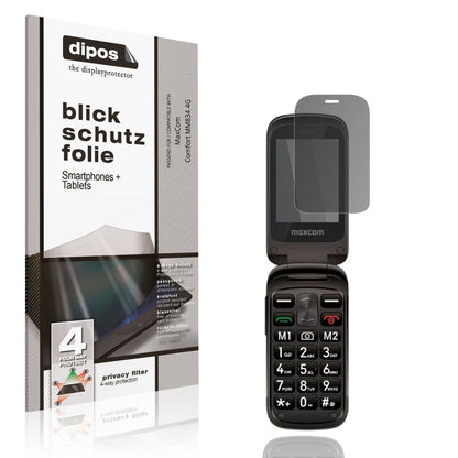 Blickschutzfolie von dipos passend für MaxCom Comfort MM834 4G, präziser Zuschnitt und blasenfrei montiert