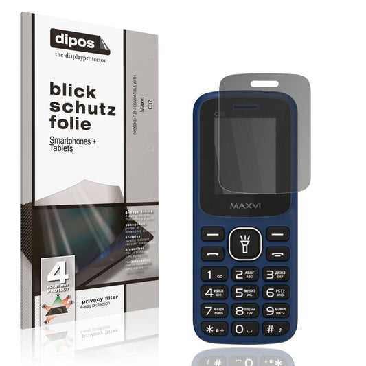 Blickschutzfolie von dipos passend für Maxvi C32, präziser Zuschnitt und blasenfrei montiert