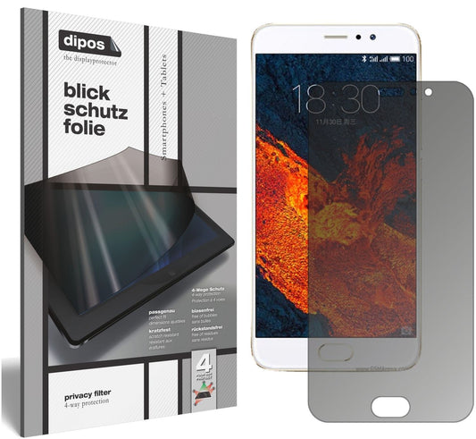 Blickschutzfolie von dipos passend für Meizu Pro 6 Plus, präziser Zuschnitt und blasenfrei montiert