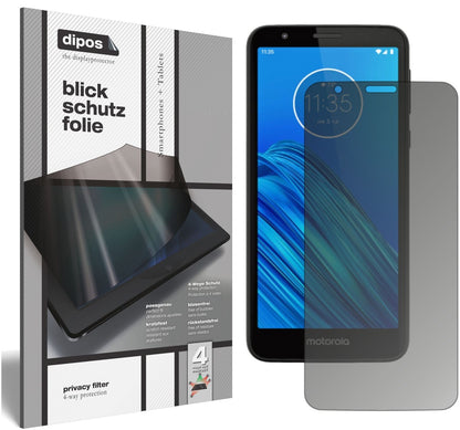 Blickschutzfolie von dipos passend für Motorola Moto E6, präziser Zuschnitt und blasenfrei montiert
