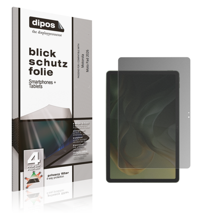Blickschutzfolie von dipos passend für Motorola Moto Pad 2026, präziser Zuschnitt und blasenfrei montiert