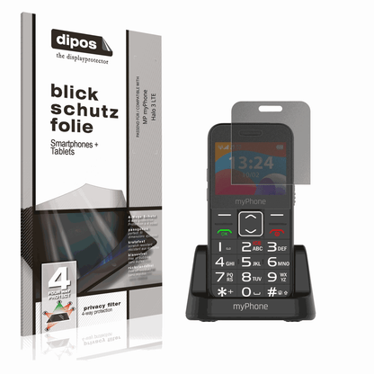 Blickschutzfolie von dipos passend für MP myPhone Halo 3 LTE, präziser Zuschnitt und blasenfrei montiert