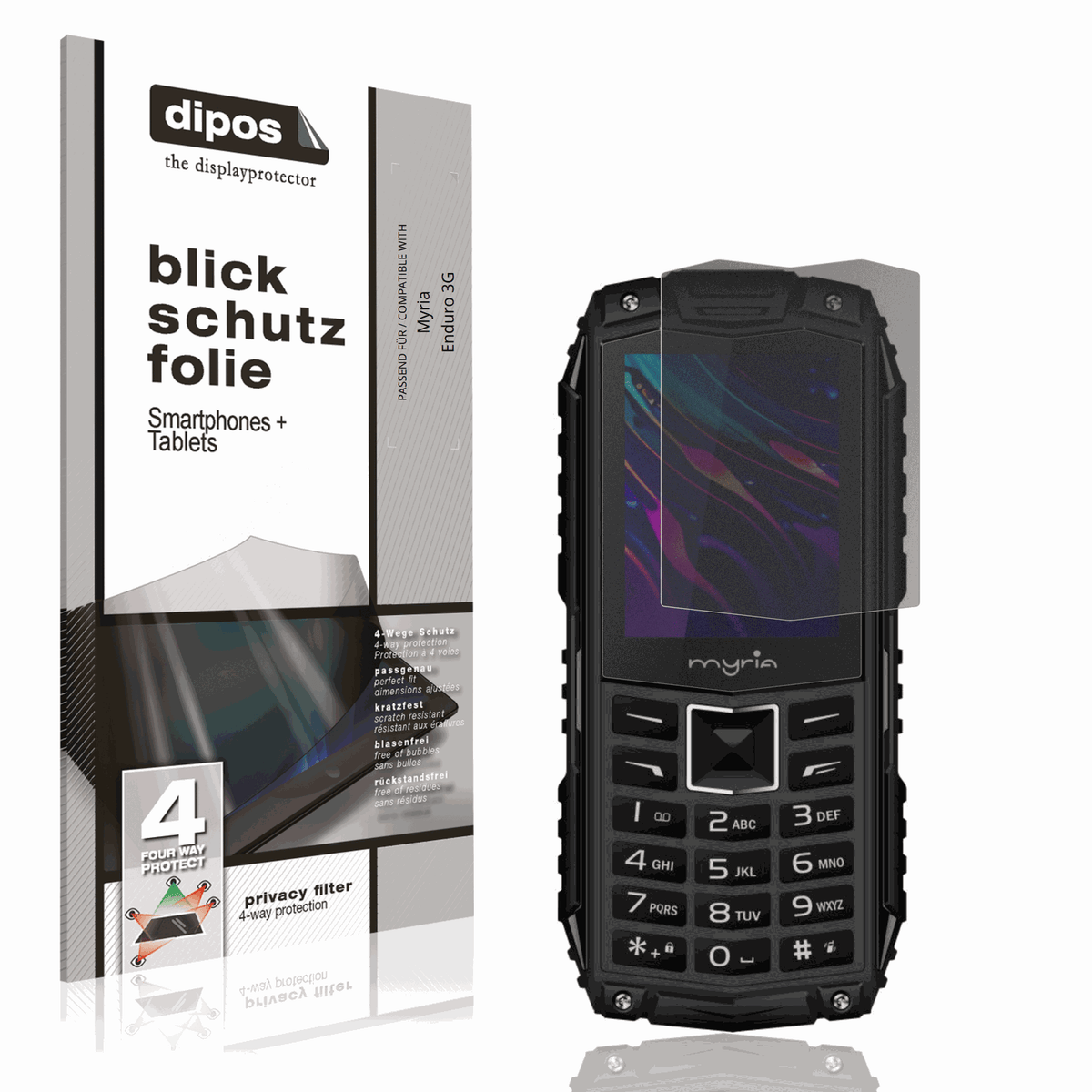 Blickschutzfolie von dipos passend für Myria Enduro 3G, präziser Zuschnitt und blasenfrei montiert
