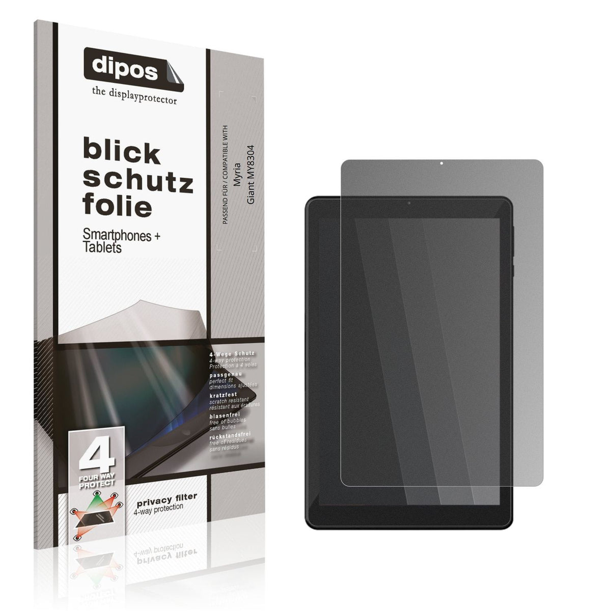 Blickschutzfolie von dipos passend für Myria Giant MY8304, präziser Zuschnitt und blasenfrei montiert