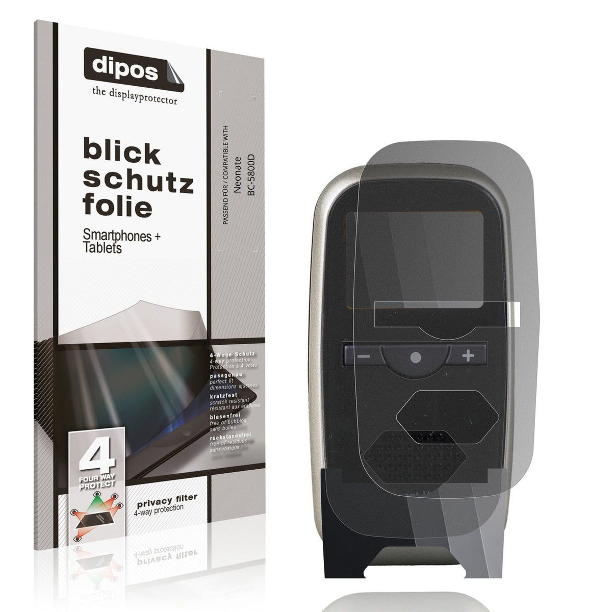 Blickschutzfolie von dipos passend für Neonate BC-5800D, präziser Zuschnitt und blasenfrei montiert
