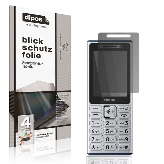 Blickschutzfolie von dipos passend für Nokia 210 4G, präziser Zuschnitt und blasenfrei montiert