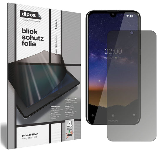 Blickschutzfolie von dipos passend für Nokia 46055, präziser Zuschnitt und blasenfrei montiert